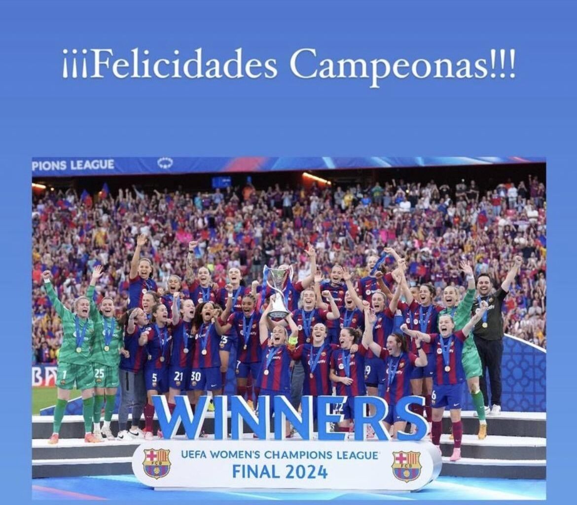 [Instagram] Leo Messi congrats Barca Women team on their 3rd UWCL