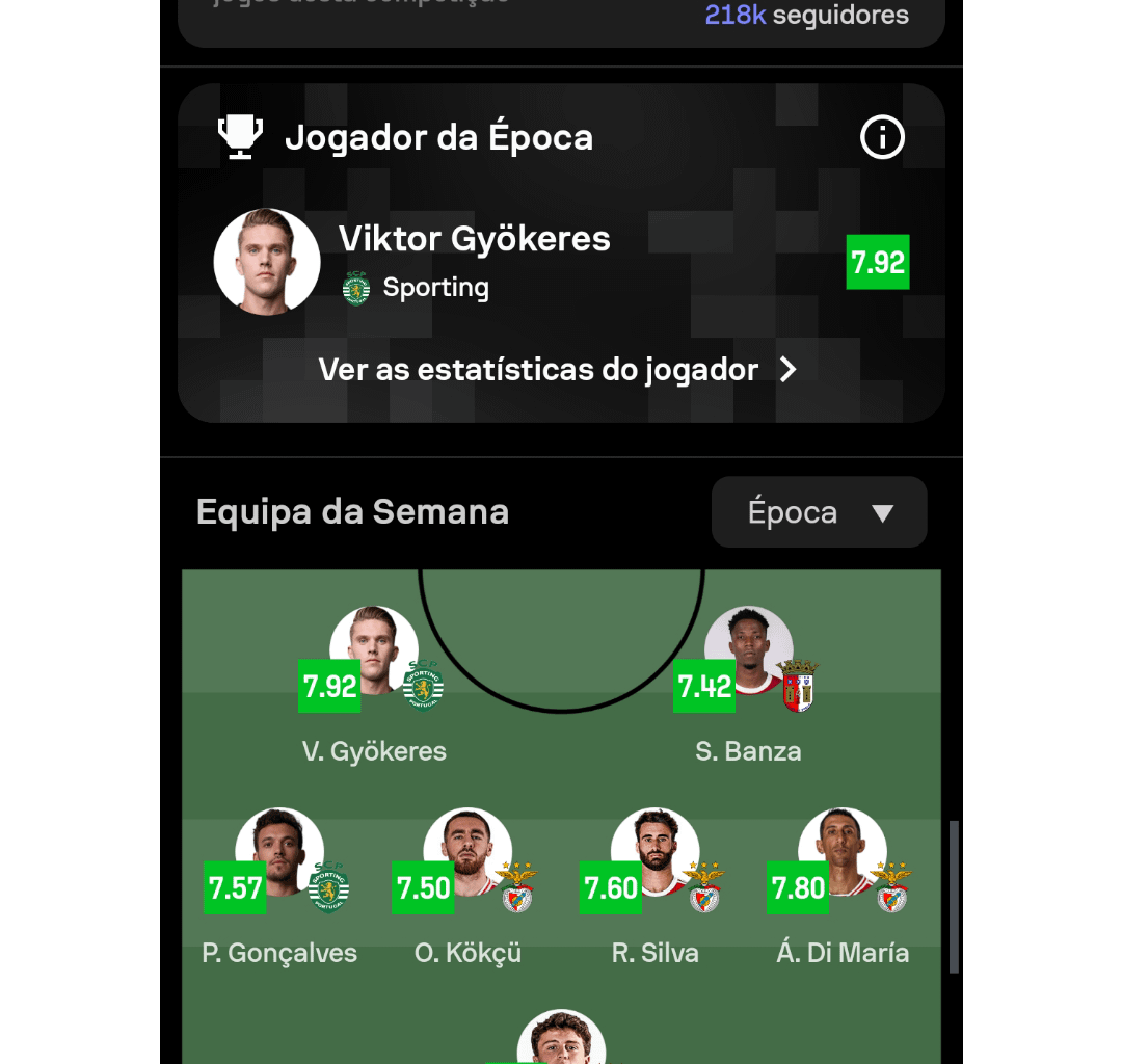 Equipa e Jogador da Época (Sofascore)