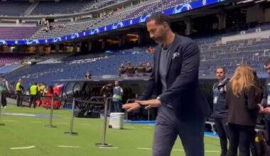 FAKE BY Rio Ferdinand "avoids" walking on Real Madrid crest at The Bernabeu