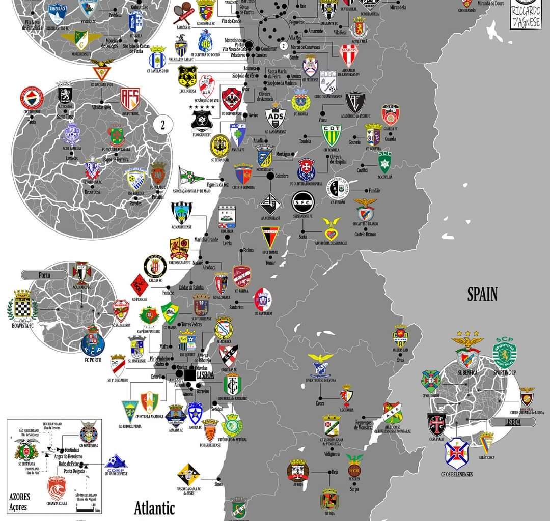Mapa dos clubes nacionais