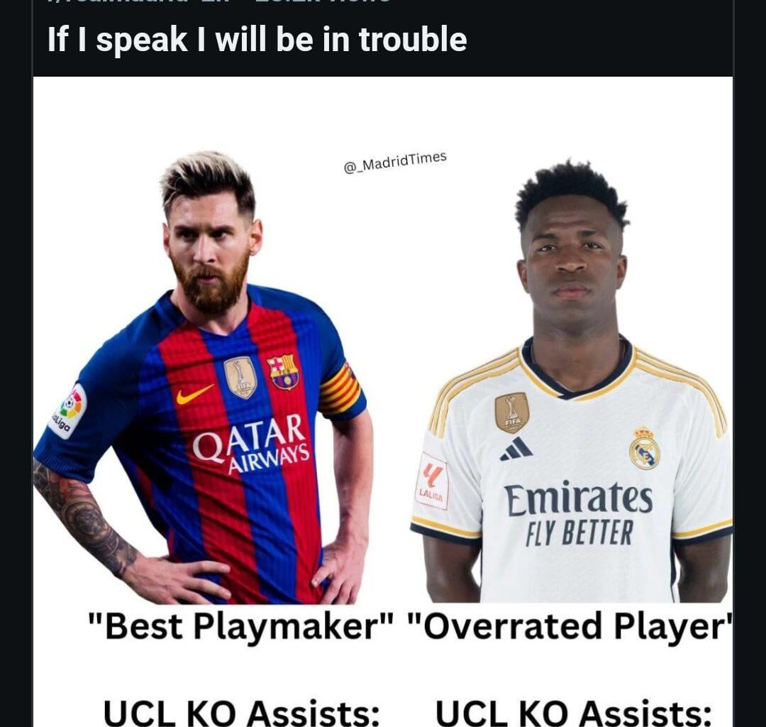 All I said was Vini has more CL ko assists than messi 😂