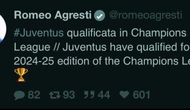 Romeo Agresti: Juventus have qualified for the 24-25 Champions League