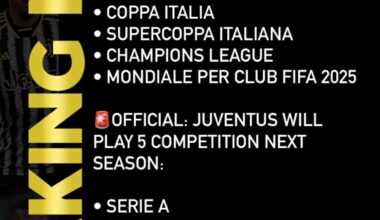 Official: Juventus will be playing in five competitions next season. From @juventus.graphics