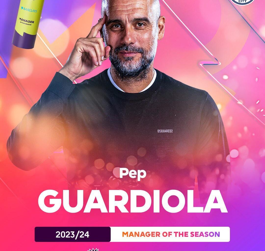 Pep has been awarded manager of the season for the 5th time