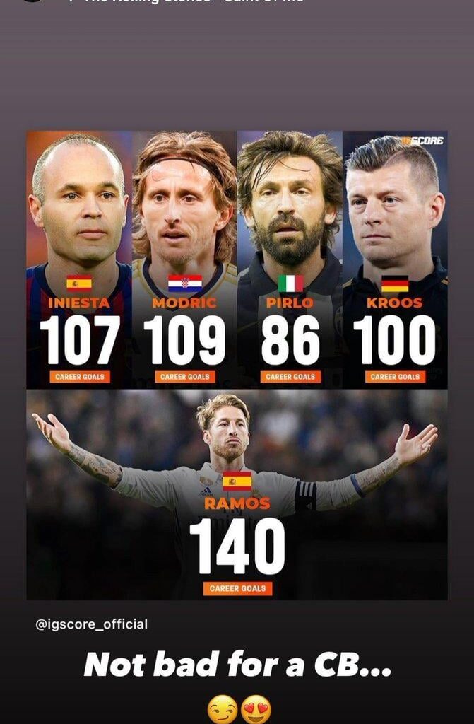 Sergio Ramos on his IG Story : Not bad for a CB 😅