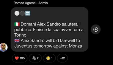 Sandro will bid farewell to Juventus tomorrow against Monza