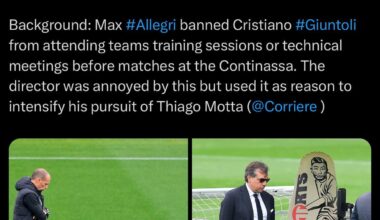 Allegri banned Giuntoli from training ground