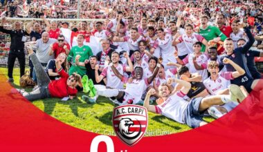 AC Carpi wins the Serie D Girone D narrowly over Ravenna on the last day after a 5-1 win over Certaldo and are promoted to Serie C!
