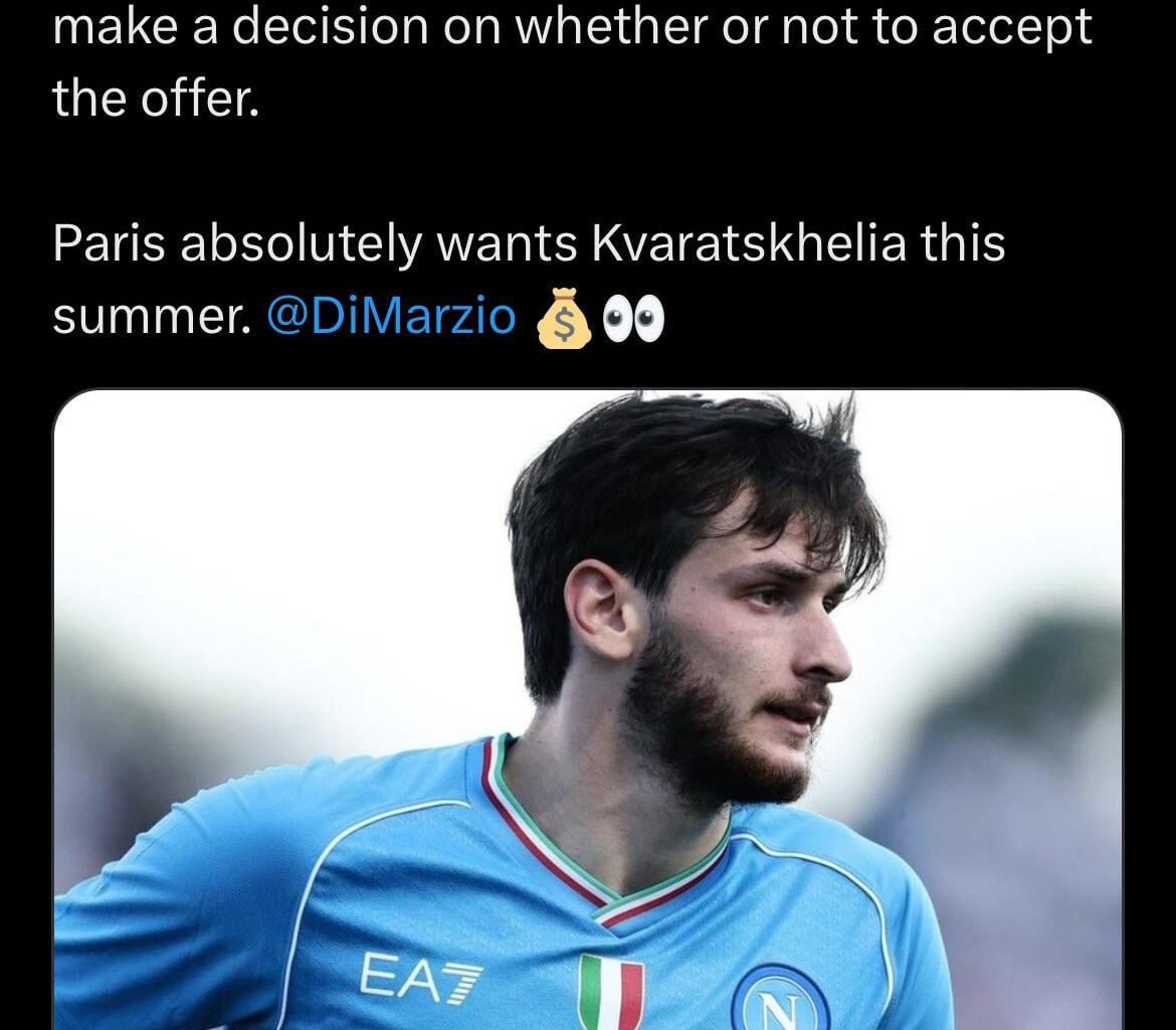 JUST IN: PSG have made a € 100M bid for Khvicha Kvaratskhelia, Napoli has to now make a decision on whether or not to accept the offer. Paris absolutely wants Kvaratskhelia this summer. @DiMarzio