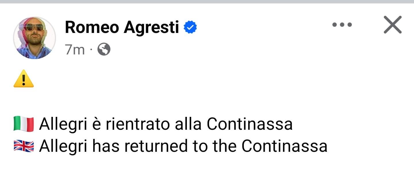 Allegri is back in Continassa
