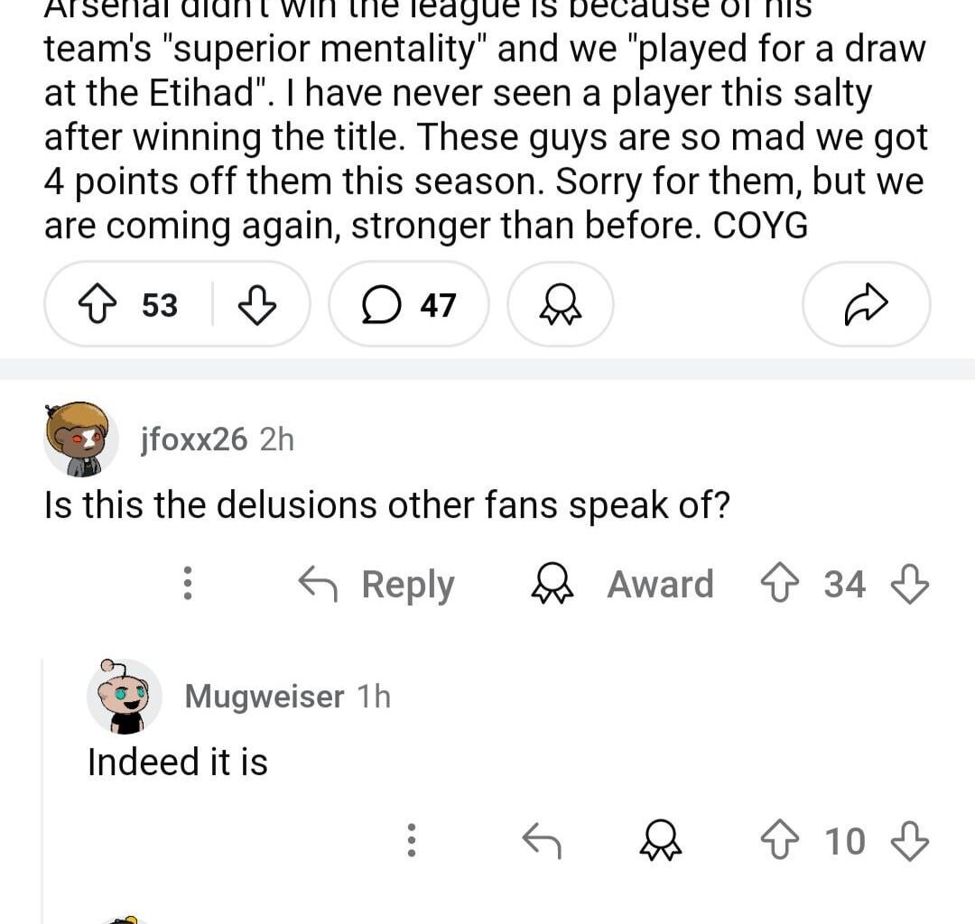 Delusions from Arsenal re Rodri 🤣 made me laugh this morning.