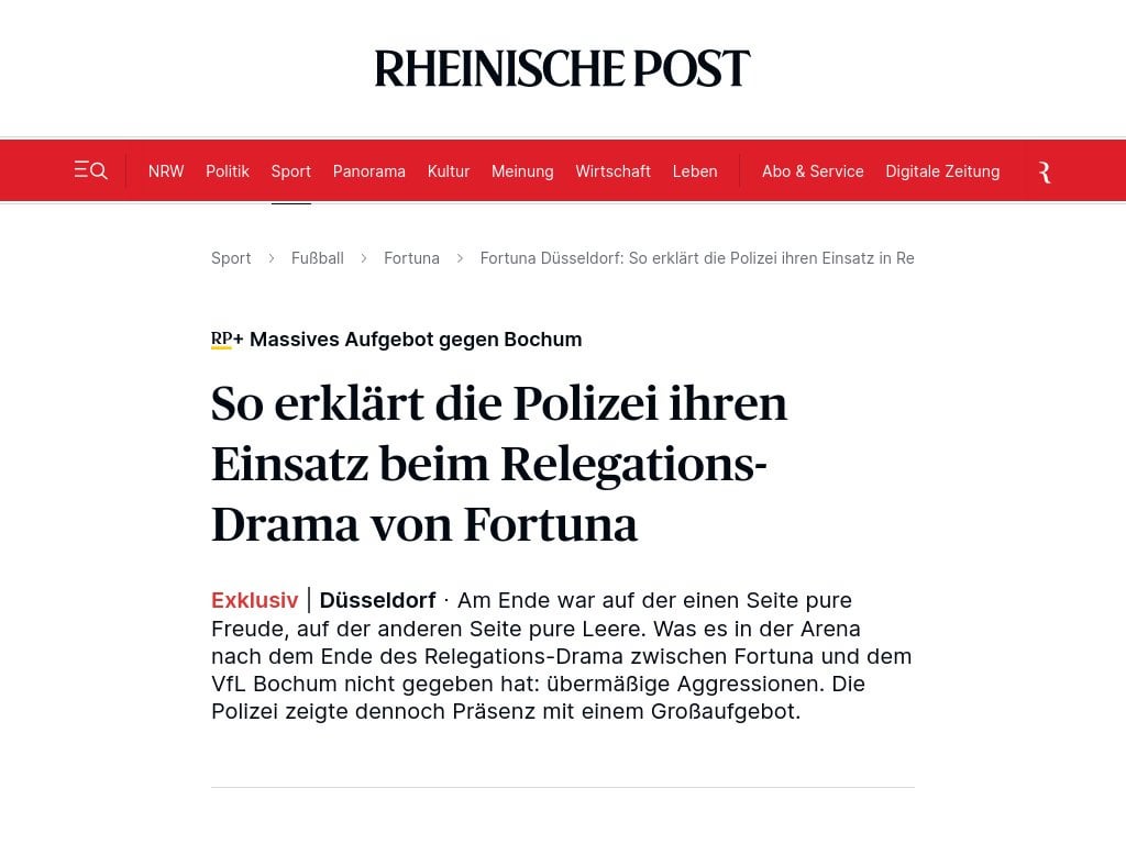 Massives Aufgebot gegen Bochum: So erklärt die Polizei ihren Einsatz beim Relegations-Drama von Fortuna