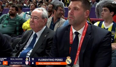 Florentino Perez in attendance for the EuroLeague Semifinal 😭