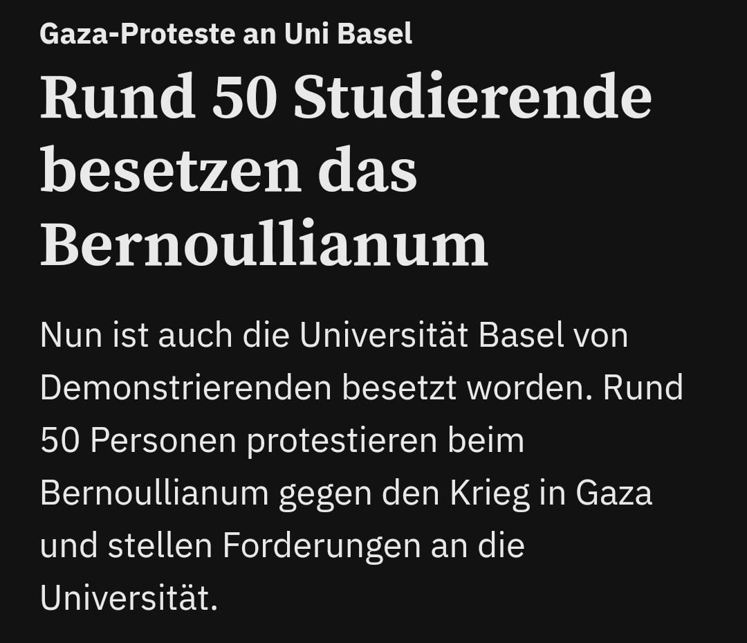 Students occupy the University of Basel for it's on going programmes with Israel