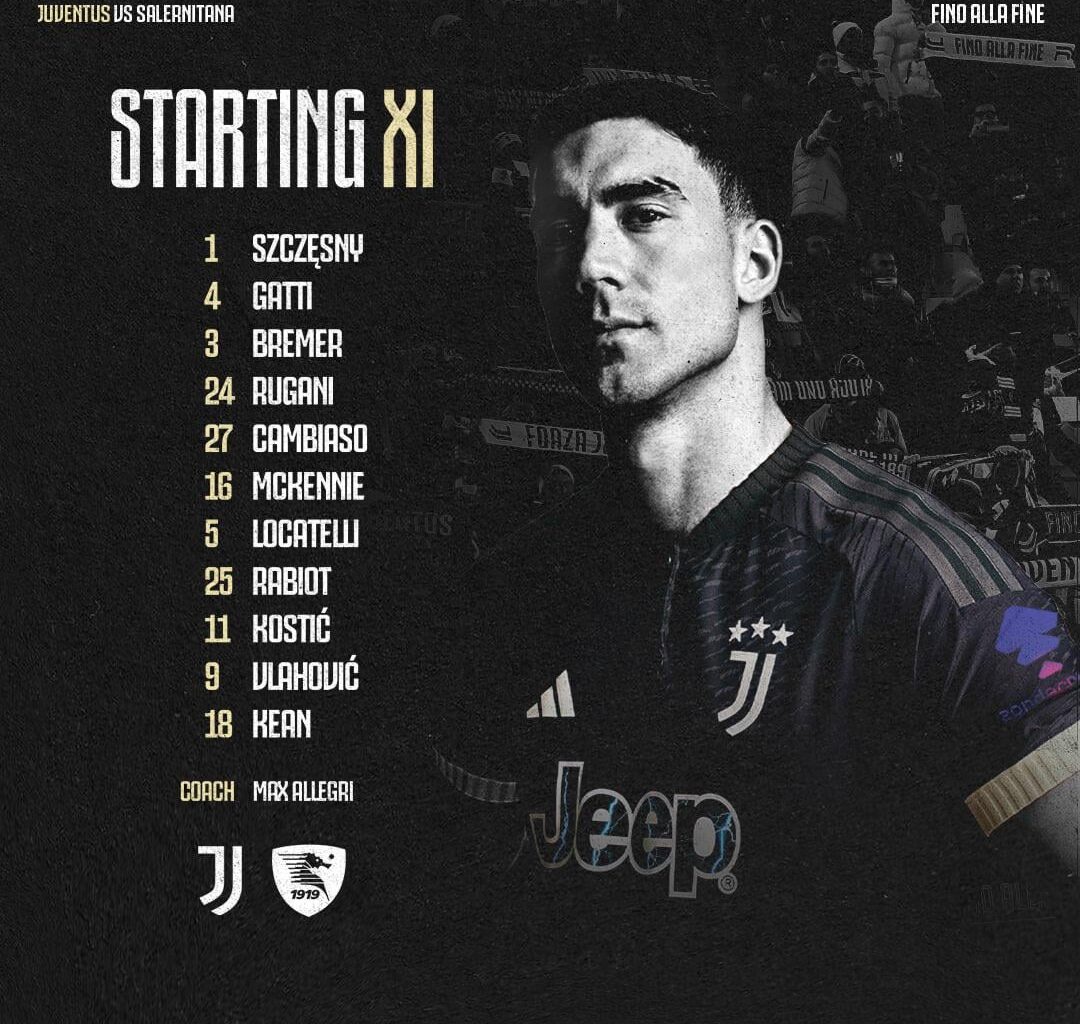 Juventus VS Salernitana Starting XI