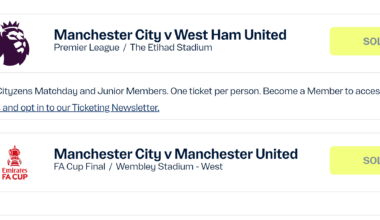 Why is it not letting me see tickets for West Ham despite buying a Cityzens Matchday membership?