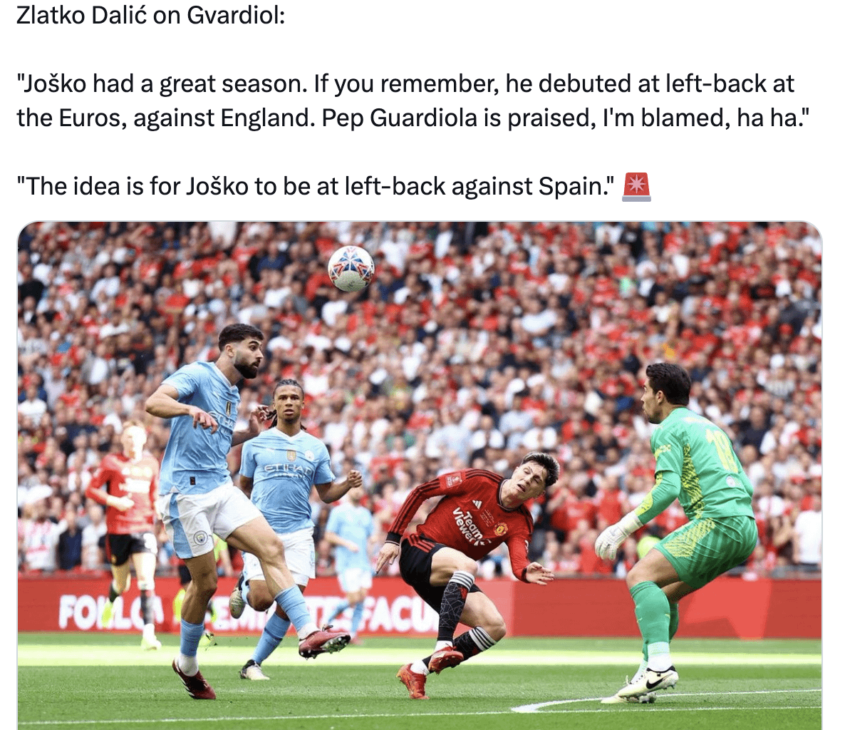 Pep inspiring other coaches. Gvardiol who was traditionally a CB, now will possibly be played as LB.