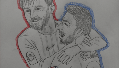 Drew this last night. Messi & Suarez.