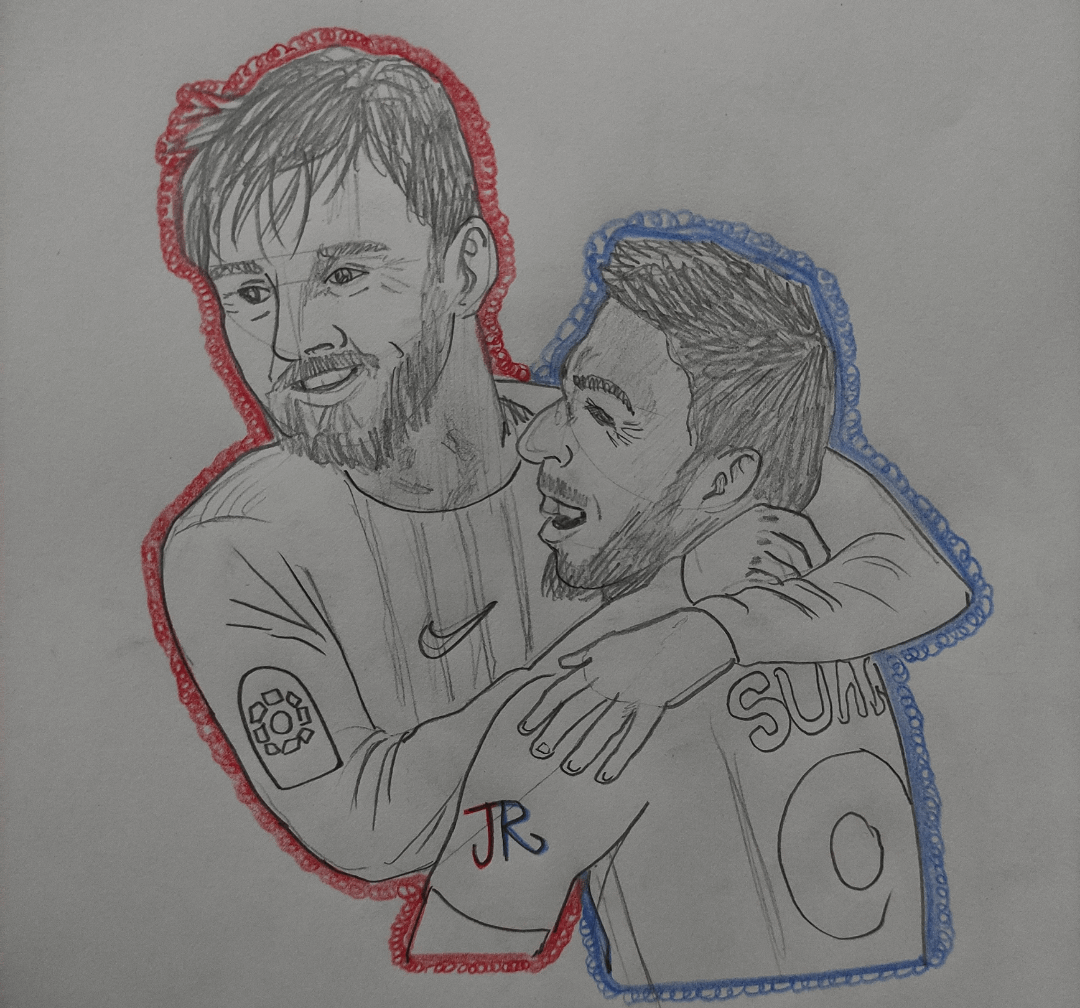 Drew this last night. Messi & Suarez.