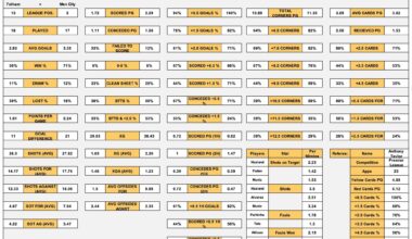 Fulham v Man City Stat Sheet!