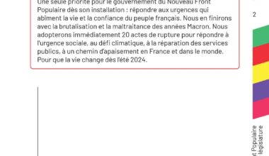 Le contrat de législature commun du nouveau Front Populaire