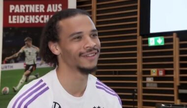 Leroy Sané on whether he will extend his contract at Bayern after speaking to Vincent Kompany: "We haven't spoken that deeply yet. Now I'm focused on the tournament. That's my main focus. We'll start talking again after the tournament." But are things looking good? "So far, yes"