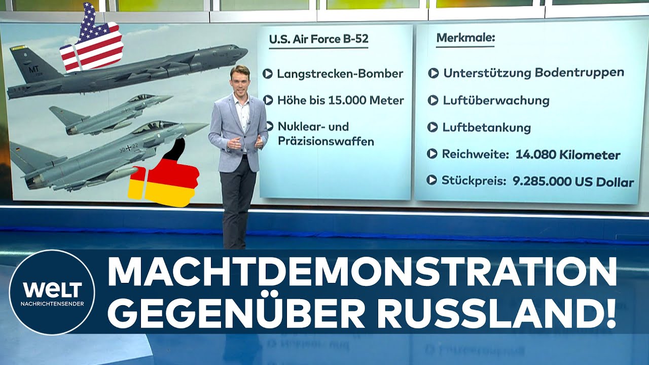 UKRAINE-KRIEG: Machtdemonstration! "Hartes Geschütz" - Deutsche Luftwaffe schützt US-B52-Bomber