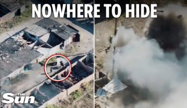 Ukrainian artillery and drones rain down on Russian troops leaving tanks smouldering in ruins