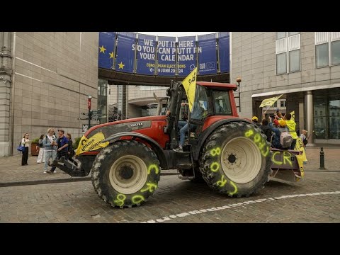 Les agriculteurs manifestent contre le Pacte vert à Bruxelles quelques jours avant les européennes