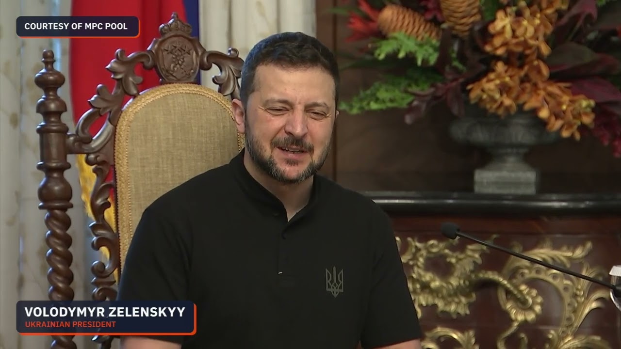 Ukraine President Zelenskyy and Philippine President Marcos speak in Malacañang