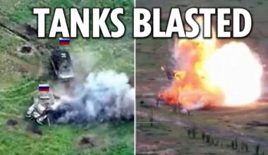 Ukraine troops obliterate Russian tanks one by one as flames and smoke engulf battlefield