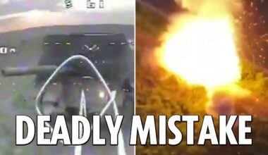 Russian 'turtle tank' is blown to bits by Ukraine drone after bungling crew 'forgot to close hatch'