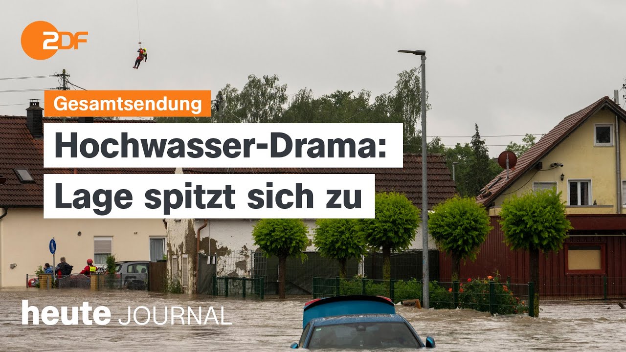 heute journal 1.6.24 Schwierige Lage durch Flut, Angriff Kiesewetter, Jugendfußball Ukraine (english