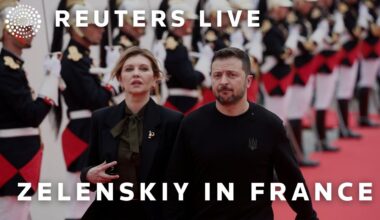 LIVE: Ukrainian President Volodomyr Zelenskiy attends military honor guards ceremony in Paris