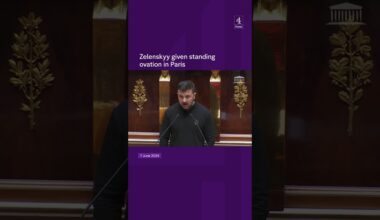 Zelenskyy given standing ovation in Paris