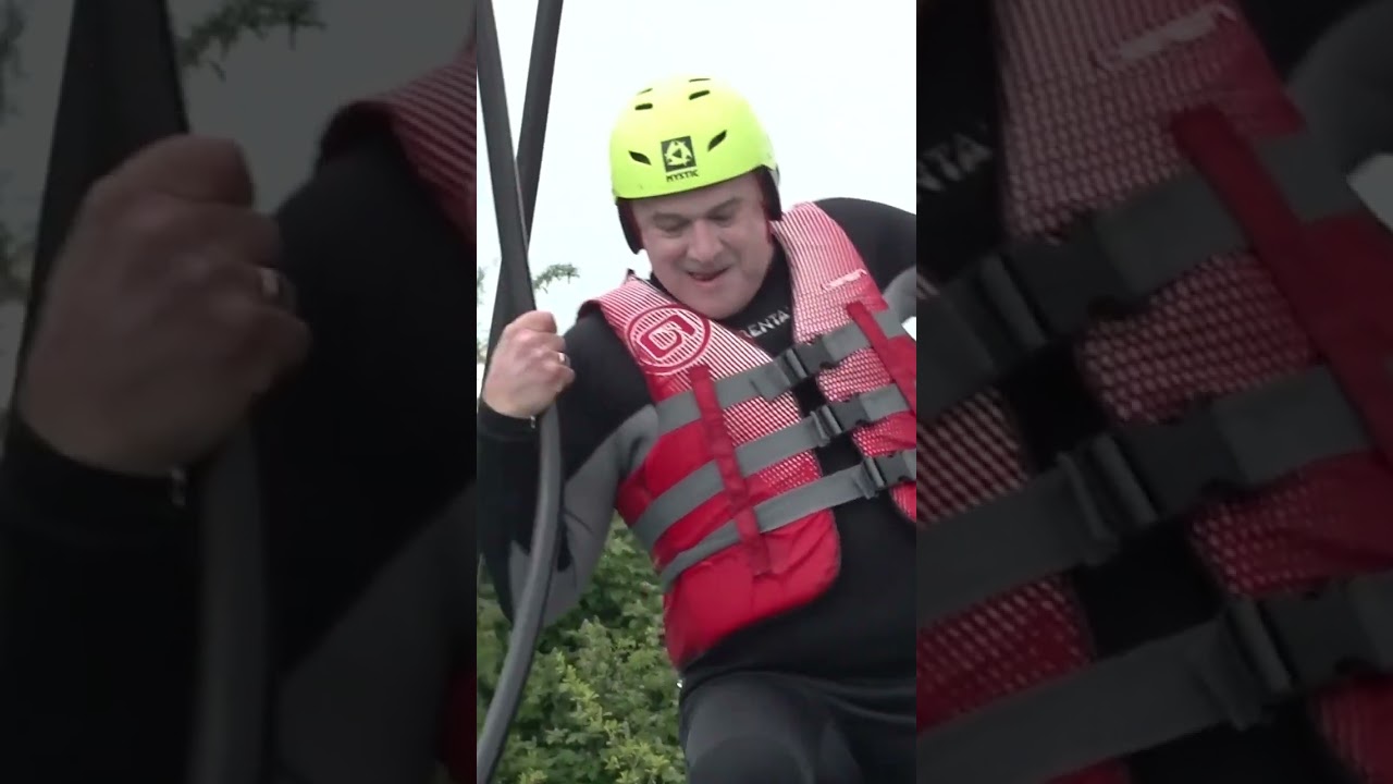 Sir Ed Davey makes a splash during water assault course visit