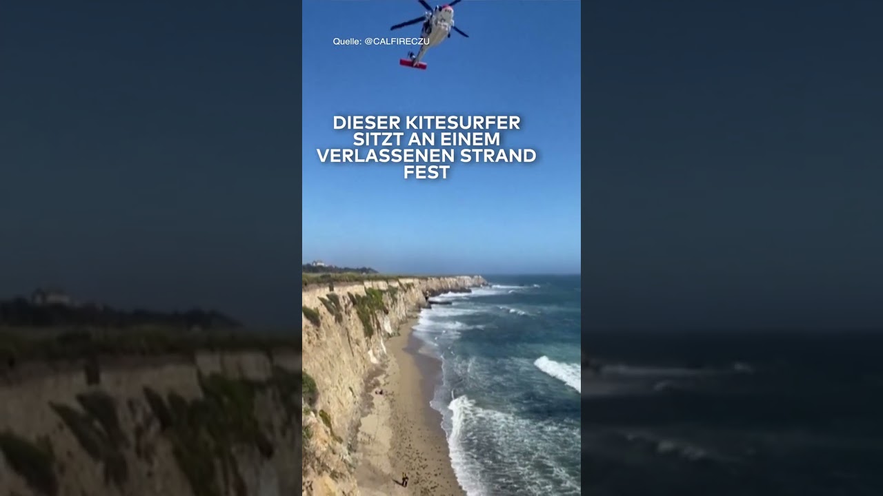 KALIFORNIEN: "Help!" Hilferuf aus Steinen! Spektakuläre Rettung von Kitesurfer I WELT #shorts