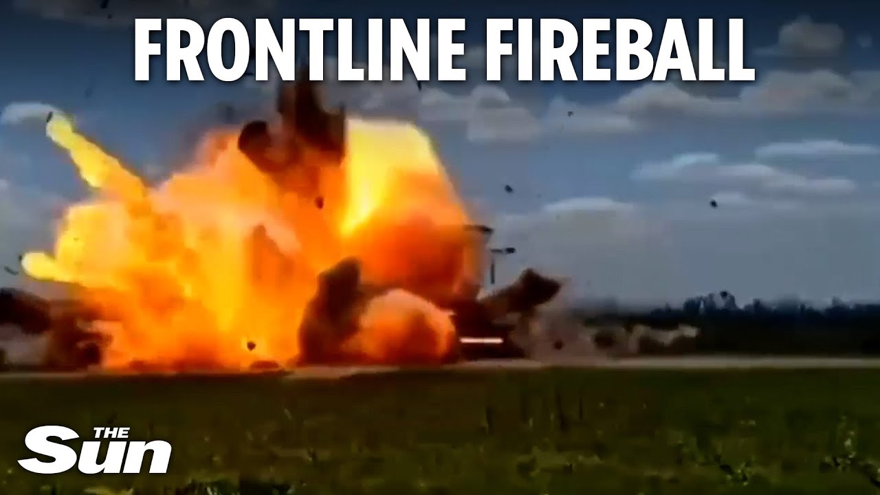 Cowering Russian troops watch as tank is obliterated in pinpoint Ukrainian drone strike