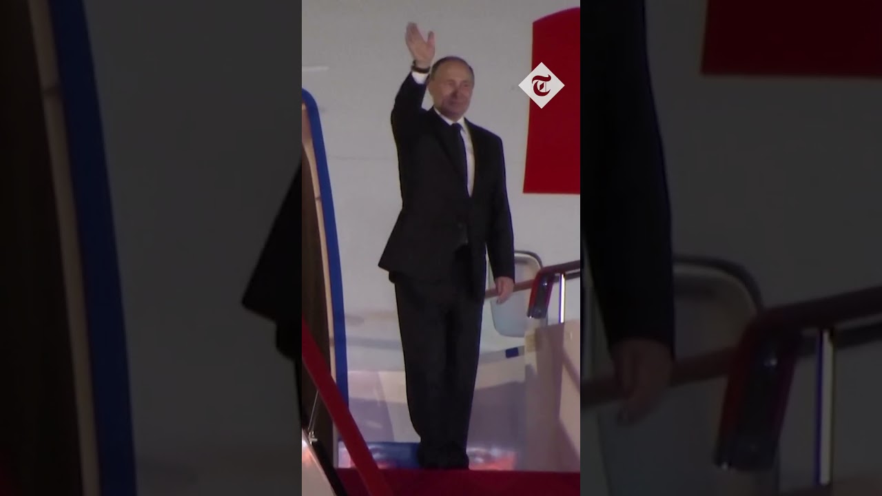 Vladimir Putin hugs, waves goodbye to Kim Jong-un as he leaves North Korea