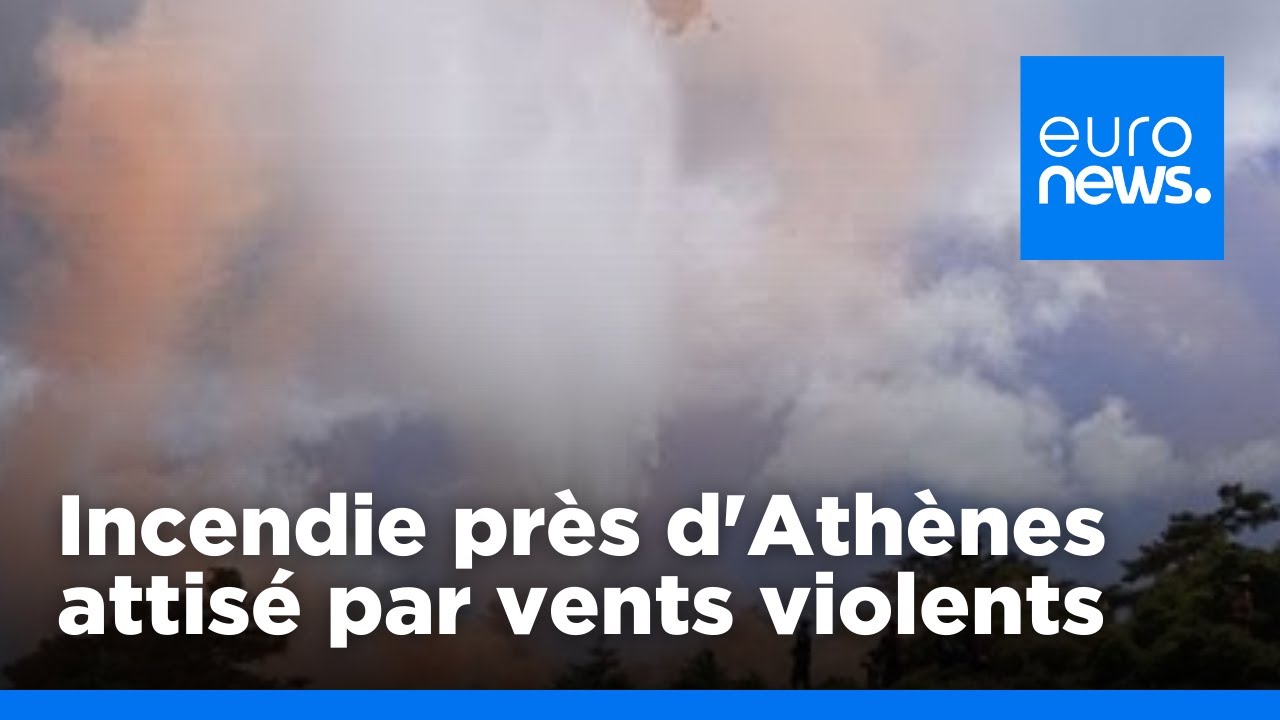 Grèce : un incendie au sud-est d’Athènes attisé par des vents violents | euronews 🇫🇷