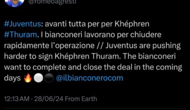 [Romero Agresti] Juventus are pushing harder to sign Khéphren Thuram. The bianconeri want to complete and close the deal in the coming days 🔥⚪️⚫️ @ilbianconerocom