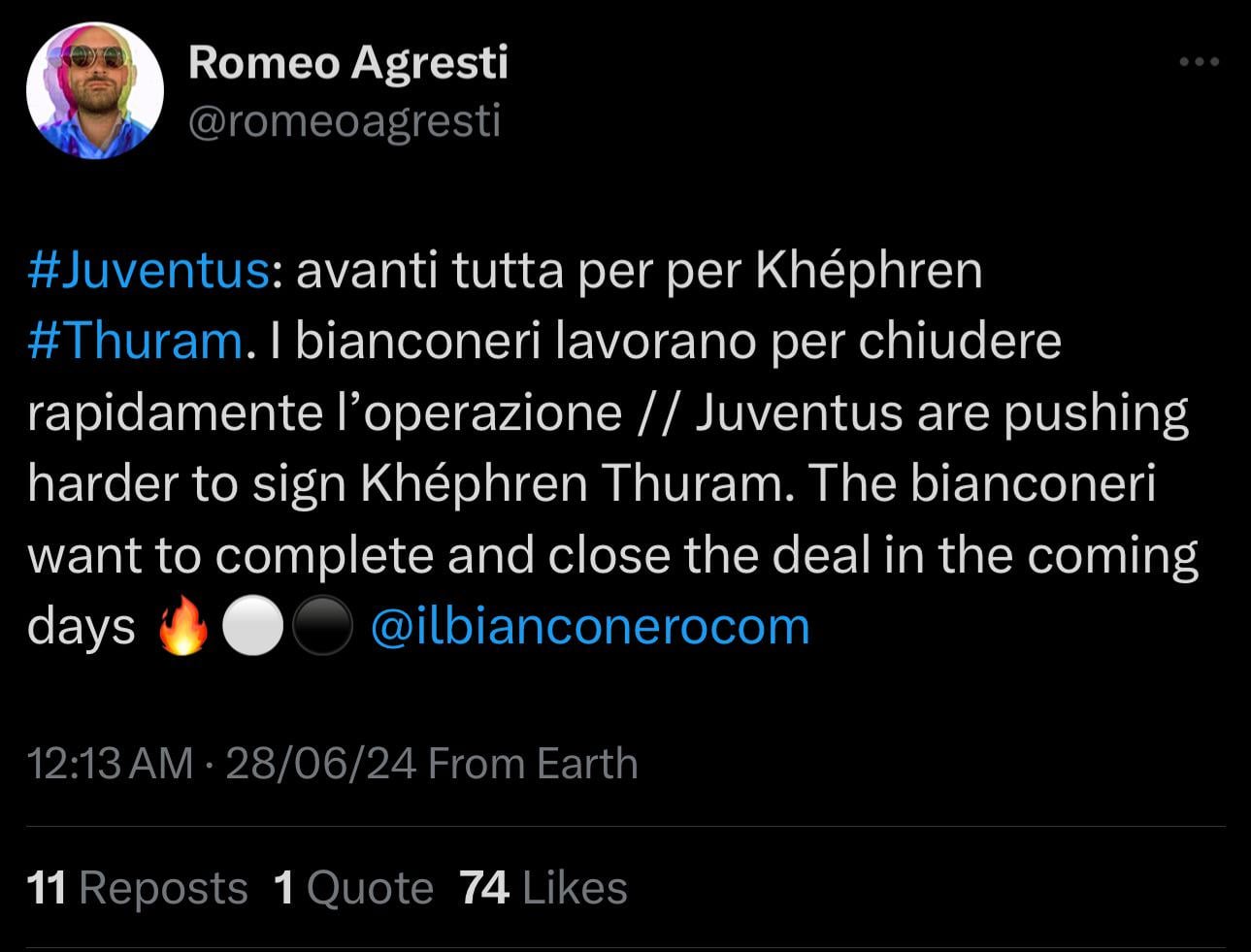 [Romero Agresti] Juventus are pushing harder to sign Khéphren Thuram. The bianconeri want to complete and close the deal in the coming days 🔥⚪️⚫️ @ilbianconerocom