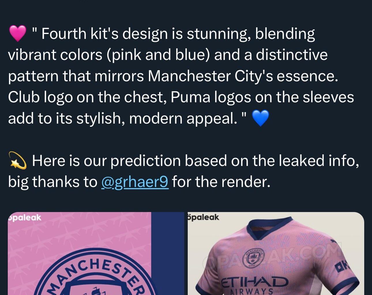 The colour scheme for Noel’s 4th kit has been leaked.