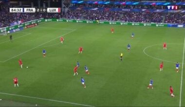Mbappé scores the third goal for France against Luxembourg. 1 goal and 2 assists for him in this match.