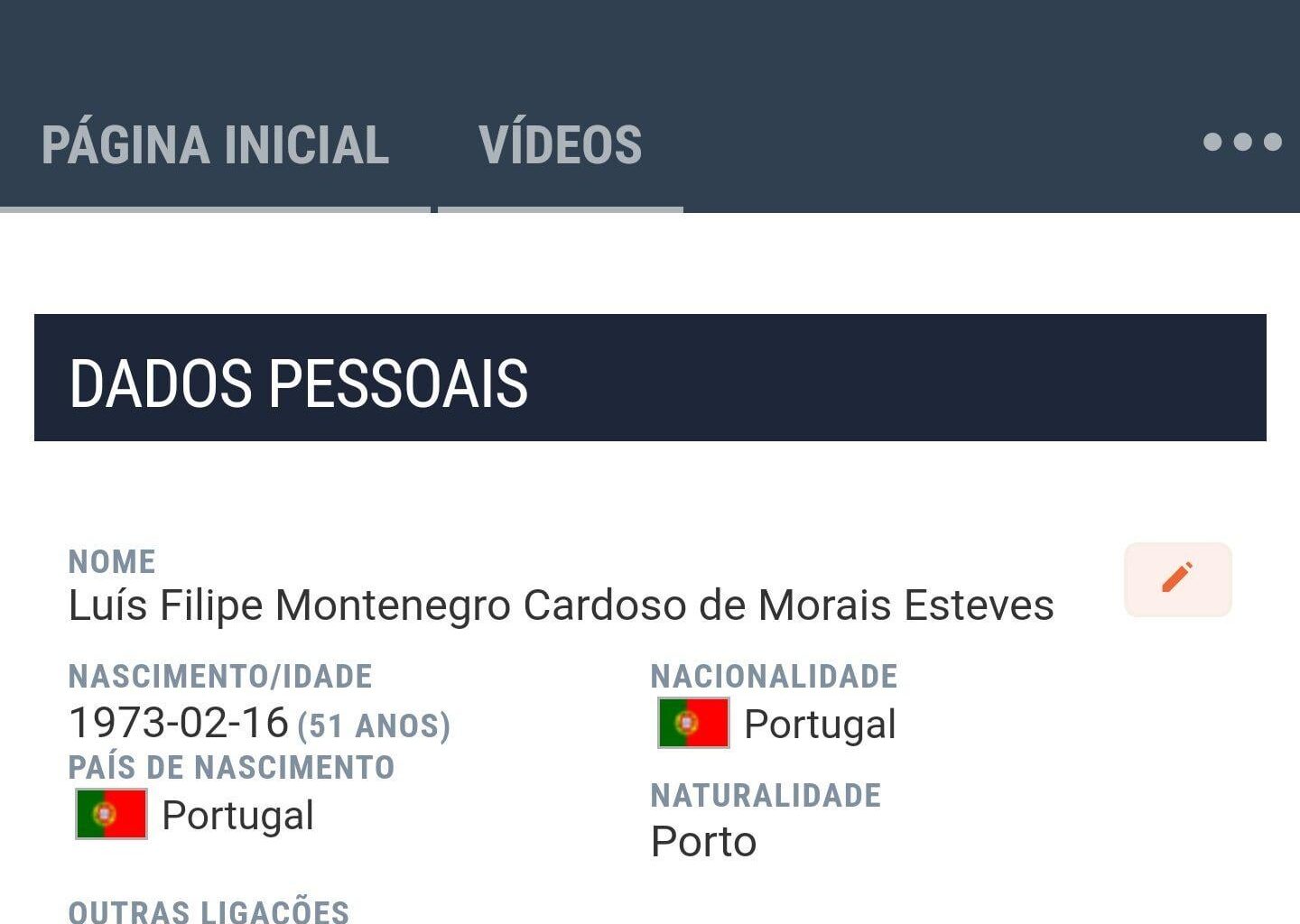 Camaradas, sabiam que o primeiro ministro tem página no zerozero?
