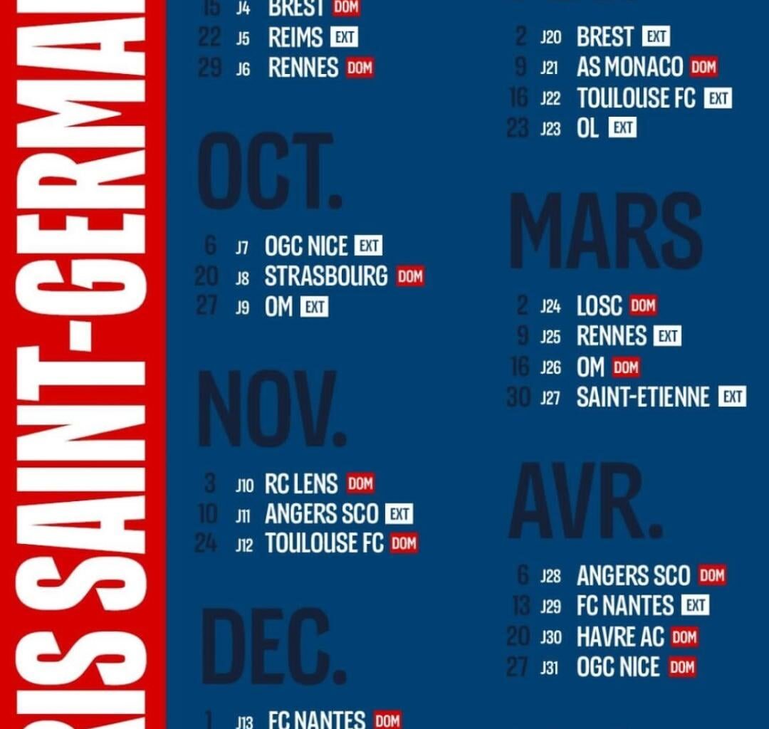 PSG schedule 24-25