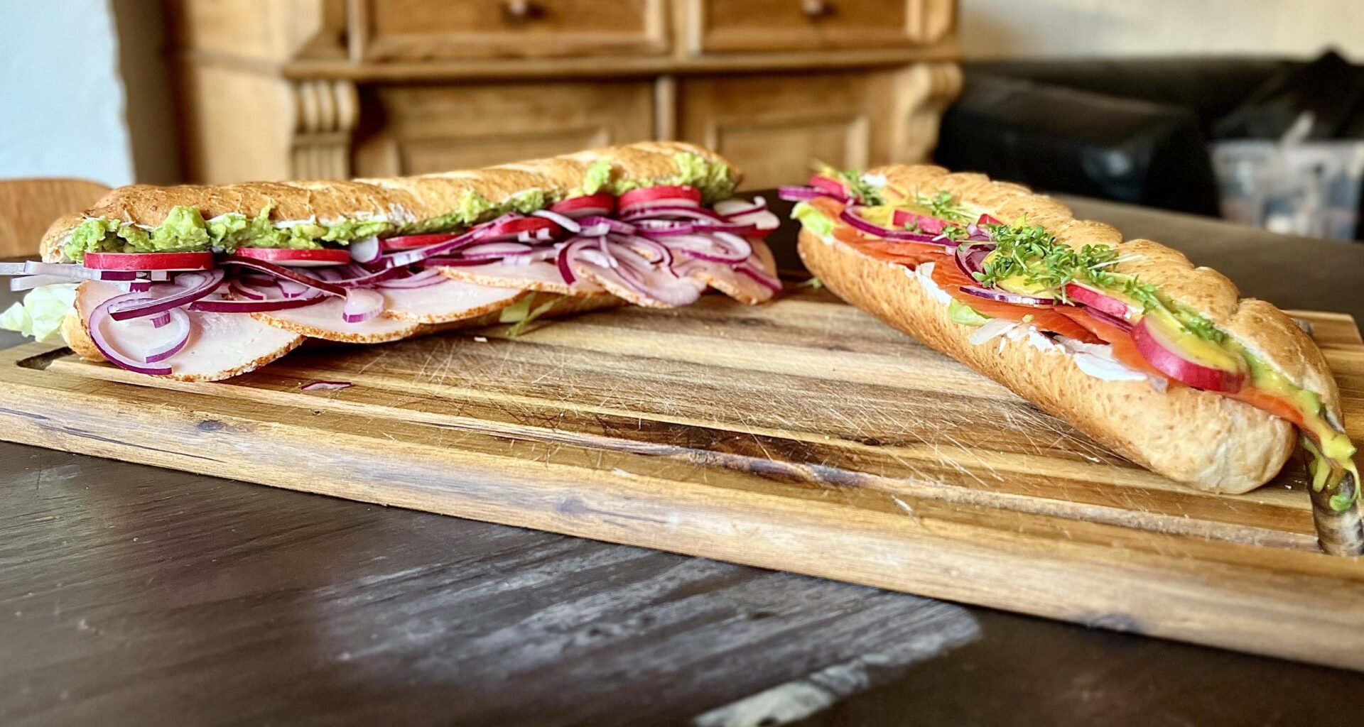 Avocado/Chicken and Salmon Subs