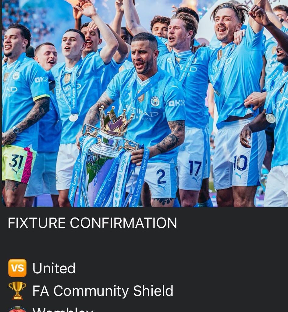 The stage is set. Wembley on Saturday the 10th of August. Come on Citeh!