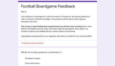 Creating a Football Boardgame: 1-Minute Survey