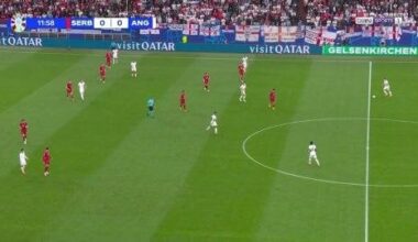Bellingham scores the opening goal for England against Serbia